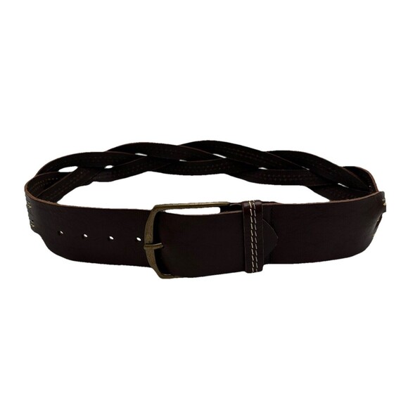 Weekend Max Mara Italy Womens Small Oversized Leather Waist BELT Braided Brass main image 13